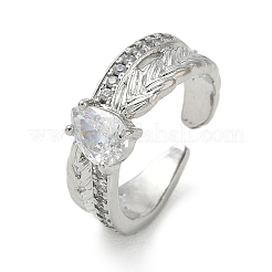 Brass Micro Pave Cubic Zirconia Cuff Open Rings&nbsp;RJEW-C163-09P