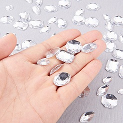 縫い付けラインストーン  台湾アクリルラインストーン  二つの穴  衣料品アクセサリー  フラットバックと多面カット  混合図形  透明  70個/箱&nbsp;ACRT-PH0001-05