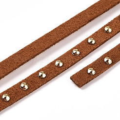 スエード調コード  ゴールデントーン合金リベット付き  パンクロックジュエリーには  シエナ  5x2.5mm  約5.46ヤード（5m）/ロール&nbsp;LW-Q016-5mm-1104