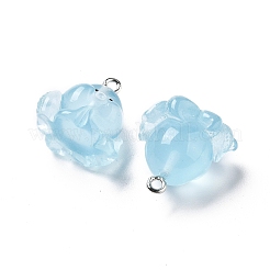 樹脂チャーム  鉄のパーツと  タコチャーム  ライトスカイブルー  18x18x14mm  穴：1.8mm&nbsp;RESI-A041-01F