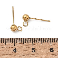 304ステンレススチールスタッドピアス金具  イオンプレーティング（ip）  ラックめっき  ラウンド  カン付き  18KGP本金メッキ  16x7x4mm  穴：1.8mm  ピン：0.7mm&nbsp;STAS-P448-11C-G