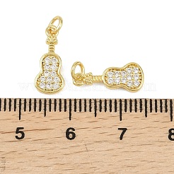 真鍮マイクロパヴェクリアキュービックジルコニアペンダント  ギターチャーム  18KGP本金メッキ  14x6x1.5mm  穴：2.5mm&nbsp;KK-D218-16G