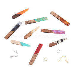 DIYの長方形とティアドロップのダングルイヤリング作成キット  レジン＆ウォールナットウッドペンダントを含む  304ステンレススチール丸カンとフレンチピアスフック  ミックスカラー  138個/箱&nbsp;DIY-TA0008-94