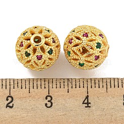 ラックメッキ真鍮製キュービックジルコニアビーズ  大穴ビーズ  長持ちメッキ  鉛フリー＆カドミウムフリー  ラウンド  18KGP本金メッキ  12mm  穴：1.8mm&nbsp;KK-L215-330C-G