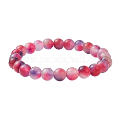 Dyed Natural White Jade Round Beaded Stretch Bracelet&nbsp;BJEW-JB09690