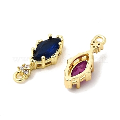 Brass Micro Pave Cubic Zirconia Horse Eye Charms&nbsp;KK-F929-01G