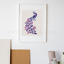 ペット中空描画絵画ステンシル 2 個  DIYスクラップブック用  フォトアルバム  アートペイントブラシ1本付き  ピーコック  297x210mm&nbsp;DIY-MA0005-56A