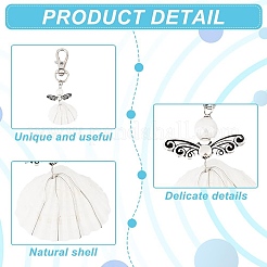 Angel Acrylic & Glass Pearl & Shell Pendant Decorations&nbsp;HJEW-GO00037