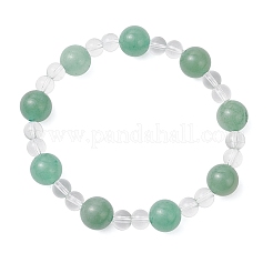 Natural Green Aventurine & Synthetic Quartz Crystal Round Beaded Stretch Bracelets&nbsp;BJEW-JB12246-03