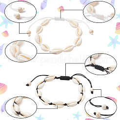 4Pcs 2 Colors Natural Shell & Synthetic Turquoise Braided Bead Bracelet for Women&nbsp;BJEW-PA0001-01
