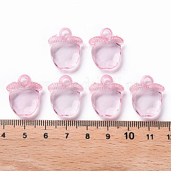透明なアクリルパーツ  多面カット  りんご  ピンク  20x17x5~6mm  穴：3mm  約480個/500g&nbsp;TACR-S154-28B-26