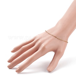 304ステンレススチールペーパークリップチェーンブレスレット女性用  ゴールドカラー  7-1/2インチ（19.2cm）&nbsp;BJEW-JB08325