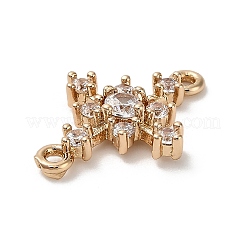 Brass Clear Cubic Zirconia Connector Charms&nbsp;KK-P301-03E-G