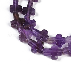 天然石アメジストビーズ連売り  クロス  15x11.5x4.5mm  穴：0.7mm  約25個/連  15.75''（40センチメートル）&nbsp;G-I369-A23-02