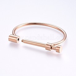 Ion Plating(IP) 304 Stainless Steel Bangles&nbsp;LS-BJEW-P222-14RG
