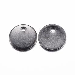 304ステンレススチール製刻印入りブランクタグチャーム  フラットラウンド  クロス  イオンプレーティング（ip）  電気泳動黒  8x1mm  穴：1mm&nbsp;STAS-H383-06