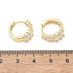 真鍮製マイクロパヴェキュービックジルコニアフープピアス  ラウンド  カドミウムフリー＆鉛フリー  ラックめっき  長持ちメッキ  18KGP本金メッキ  14x15.5x7mm&nbsp;KK-CBA30C7-14G