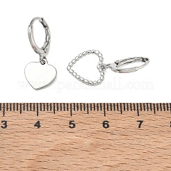 合金フレンチフックピアス  ハート  女性のための非対称イヤリング  プラチナ  23~25x10~11.5mm&nbsp;AL-CBA1D11-01P
