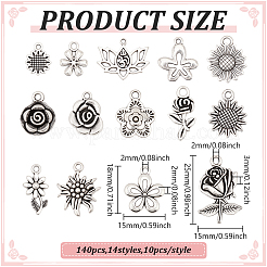140Pcs 14 Styles Tibetan Style Alloy Pendants&nbsp;FIND-ME0003-29
