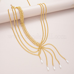 Alloy with Plastic Pearl Teardrop Tassel Layered Waist Belly Chains for Women&nbsp;FS-WG58B7C-01