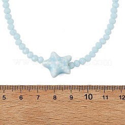 3Pcs 3 Colors Ocean Handmade Porcelain Starfish Glass Beaded Necklaces for Women&nbsp;NJEW-JN06392