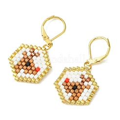 Christmas 304 Stainless Steel with Glass Cylinder Seed Beads Dangle Earrings&nbsp;EJEW-MZ00819