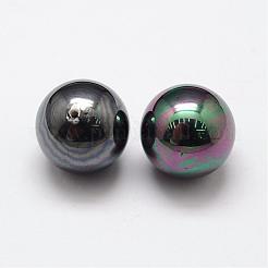シェルパールビーズ  グレードA  ラウンド  片穴  ブラック  14mm  穴：1.2mm&nbsp;BSHE-L031-02-14mm