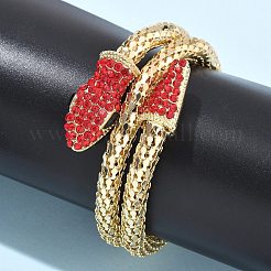 女性用スネーク合金ラインストーンバングル  ゴールド  ヒヤシンス  内径：2-1/8インチ（5.3cm）&nbsp;BJEW-G085-01G-01