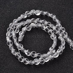ガラスビーズ連売り  フラットラウンド  多面カット  透明  5~6x4mm  穴：1mm  約72個/連  15インチ&nbsp;EGLA-J137-6mm-A-01