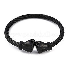 イオンプレーティング（IP）304ステンレススチール製女性用バングル  拳  ブラック  内径：2-1/4インチ（5.65cm）&nbsp;STAS-M023-19C