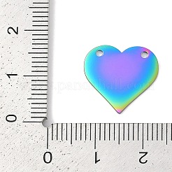 イオンプレーティング（IP）304ステンレス鋼スタンピングブランクタグペンダント  鏡面研磨仕上げ  ハートチャーム  虹色  15x16x1mm  穴：1.5mm&nbsp;LS-STAS-I311-17A-RC