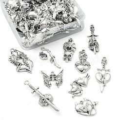 50Pcs 10 Styles Gothic Tibetan Style Alloy Pendants&nbsp;TIBEP-CJ0002-53
