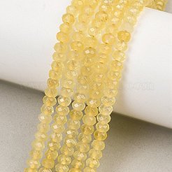 染め天然マレーシアジェイド翡翠ロンデルビーズ連売り  多面カット  ゴールド  4x2~3mm  穴：1mm  約110~115個/連  14インチ&nbsp;G-E316-2x4mm-47