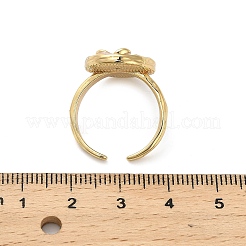 真鍮エナメルカフリング  天然淡水パールと  18KGP本金メッキ  花とオーバル  ライラック  内径：16mm&nbsp;RJEW-K291-03G-03