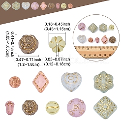 100gメッキアクリルビーズ  ゴールドライン入り  艶消し  混合図形  ミックスカラー  10.5~18.5x12~18x4.5~11.5mm  穴：1.2~1.8mm&nbsp;OACR-FS0002-02