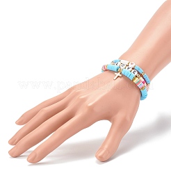 Polymer Clay Heishi Beads Stretch Bracelets Sets for Valentine's Day&nbsp;BJEW-JB06298-01