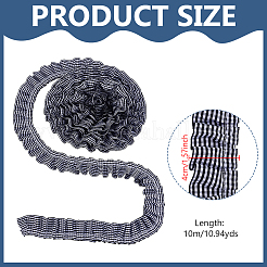 プリーツポリエステルレースリボン  タータン模様  洋服アクセサリー用  ブラック  1-5/8インチ（40mm）&nbsp;SRIB-WH0011-473A