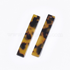 セルロースアセテート（樹脂）ビッグペンダント  べっ甲柄  長方形  ペルー  53x9x2~3mm  穴：1.5mm&nbsp;X-KY-T008-03E