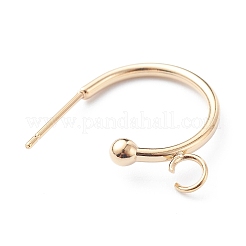 304ステンレススチールハーフフープピアス  24KGP本金メッキ  19x16x3mm  ピン：0.8mm&nbsp;X-STAS-Z028-B01-G