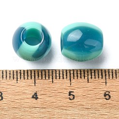 ツートン樹脂ヨーロピアンビーズ  大きな穴バレルビーズ  シアン  11.5x11x11mm  穴：5mm&nbsp;RESI-U008-06A