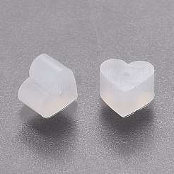 シリコン製ピアスキャッチ  ピアスバックキャッチ  ハート  ホワイト  5.2x5.7x3.5mm  穴：0.5mm&nbsp;RESI-N028-01B