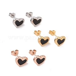 ハート 304 ステンレススチール アクリル スタッド イヤリング  ピアスキャッチ付き  ミックスカラー  9x11mm  ピン：0.8mm  6ペア/カード&nbsp;STAS-D188-11