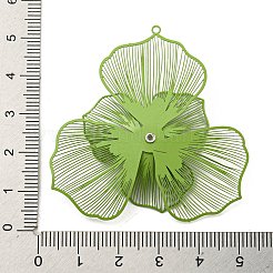 スプレープリント430ステンレススチール製ビッグペンダント  エッチングされた金属装飾  花のチャーム  黄緑  50x49.5x8mm  穴：1.5mm&nbsp;STAS-P359-02F