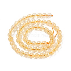 天然石シトリンビーズ連売り  ラウンド  染め＆加熱  6mm  穴：1mm  約60~63個/連  15.5~15.7インチ（38~40cm）&nbsp;G-E326-6mm-02