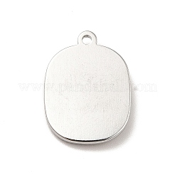 変色しない304ステンレススチールペンダント  バラの長方形  ステンレス鋼色  18x13.5x2.5mm  穴：1.4mm&nbsp;LS-STAS-E176-09P