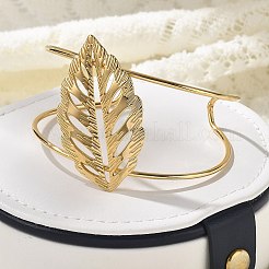 女性用304ステンレススチールカフバングル  葉  18KGP本金メッキ  内径：2-5/8インチ（6.55cm）&nbsp;BJEW-Z091-03G