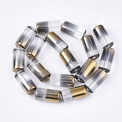 半分の電気メッキガラスビーズ連売り  コラム  透明  19.5~20x10mm  穴：1.4mm  約15~17個/連  13.39インチ（34cm）&nbsp;EGLA-S177-01C