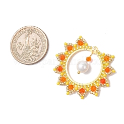 3Pcs 3 Colors Glass Seed Beaded Sun Pendants&nbsp;PALLOY-MZ00857