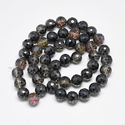 電気メッキガラスビーズセット  虹メッキ  艶消し  多面カット  ラウンド  ブラック  12mm  穴：1.5mm  約48~50個/連  21.25~22.04インチ（54~56cm）&nbsp;EGLA-Q086-12mm-02