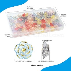 80個8色プラスチックビーズ  花  ゴールドライン入り  ミックスカラー  19~19.5x8~8.5mm  穴：2mm  10個/カラー&nbsp;KY-FS0001-46